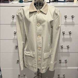 DKNY Cotton Button Down Jacket with Suede Collar, size L